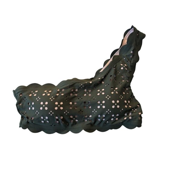 J. Crew Other - J. Crew One Should Scalloped Bikini Top in Laser Cut Olive Green
